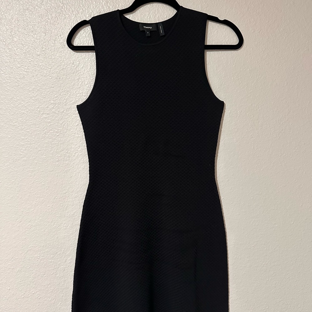 Theory Black Textured Mini Dress